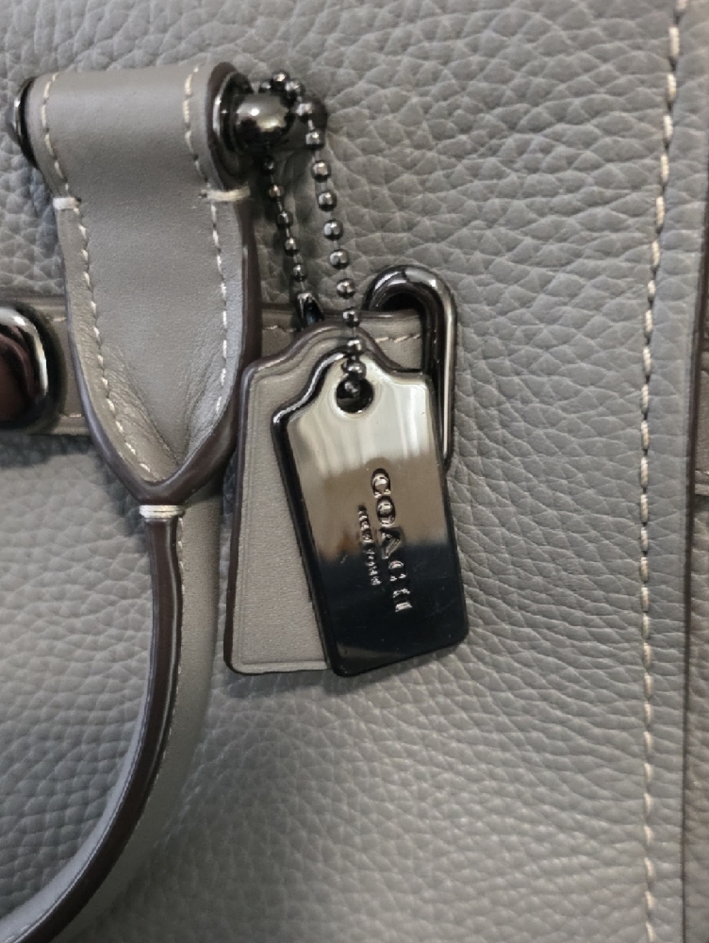 Coach Swagger 27 Carryall Pebbled Leather Satchel in Heather Gray Gunmetal - Picture 3 of 9